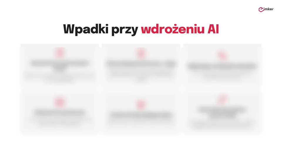 Slajd: Wpadki przy wdrożeniu AI. Treść zakryta.
